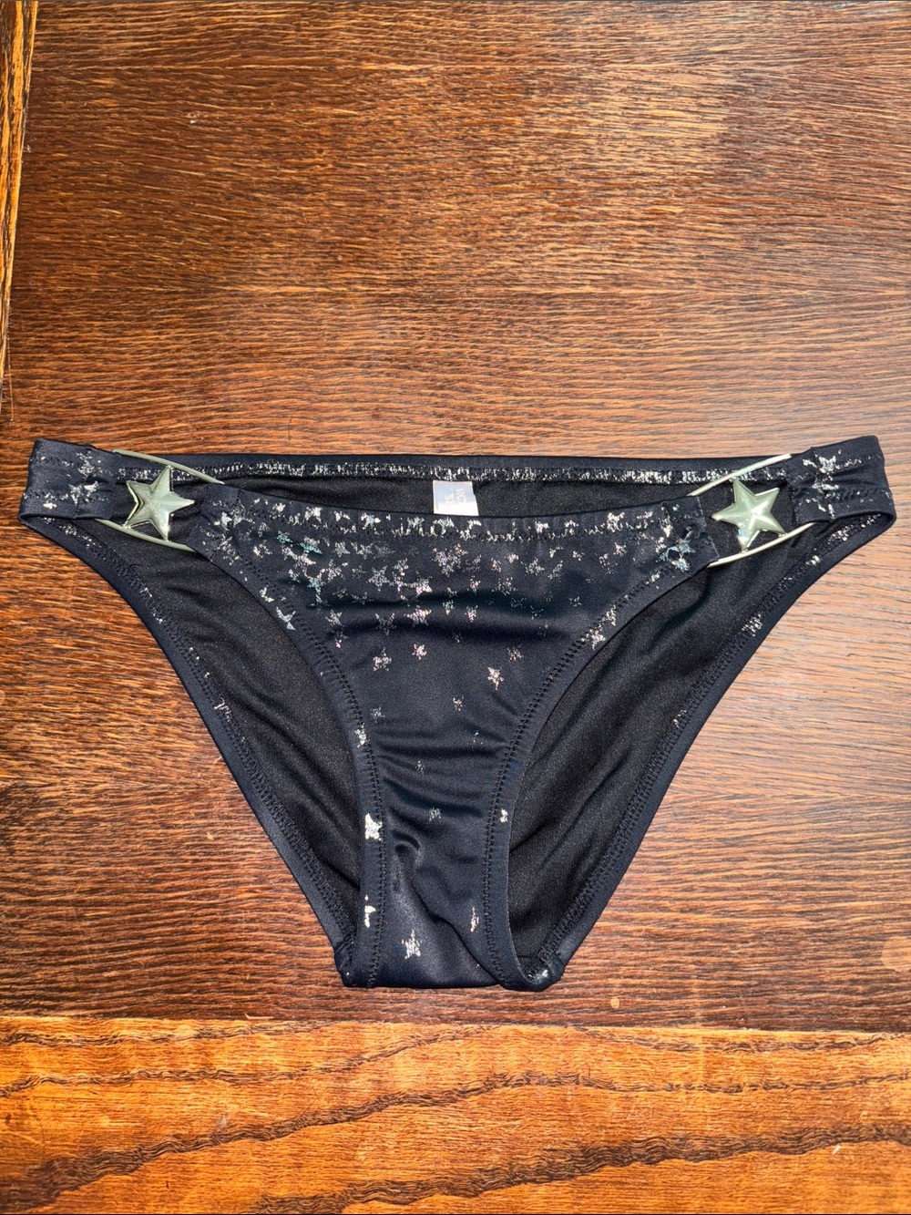 Victoria's Secret Black Bikini Bottoms with Silver Star Accents XS